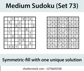 Vector Sudoku puzzle with solution - medium level