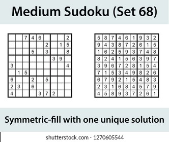 Vector Sudoku puzzle with solution - medium level