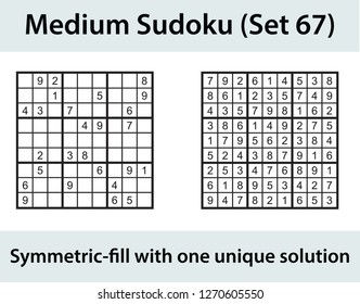 Vector Sudoku puzzle with solution - medium level