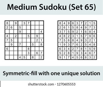 Vector Sudoku puzzle with solution - medium level