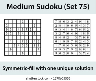 Vector Sudoku puzzle with solution - medium level