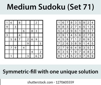 Vector Sudoku puzzle with solution - medium level