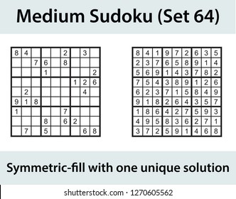 Vector Sudoku puzzle with solution - medium level