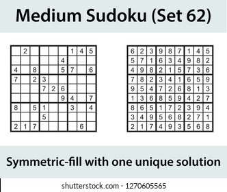 Vector Sudoku puzzle with solution - medium level