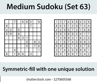 Vector Sudoku puzzle with solution - medium level