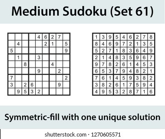 Vector Sudoku puzzle with solution - medium level