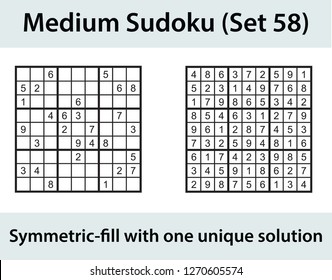 Vector Sudoku puzzle with solution - medium level