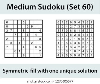 Vector Sudoku puzzle with solution - medium level