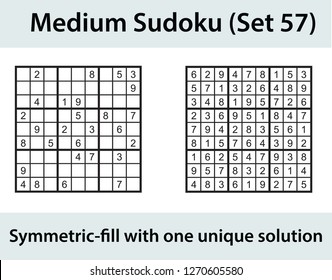 Vector Sudoku puzzle with solution - medium level