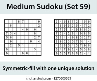 Vector Sudoku puzzle with solution - medium level