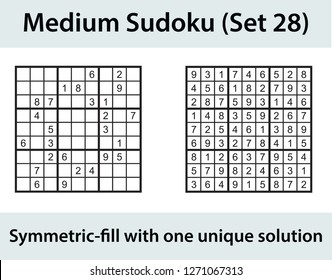 Vector Sudoku puzzle with solution - medium level