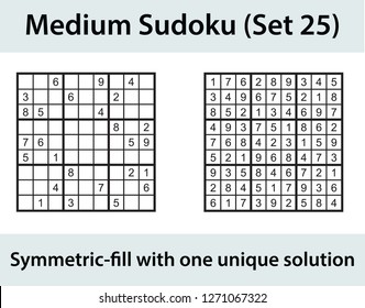 Vector Sudoku puzzle with solution - medium level