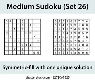 Vector Sudoku puzzle with solution - medium level