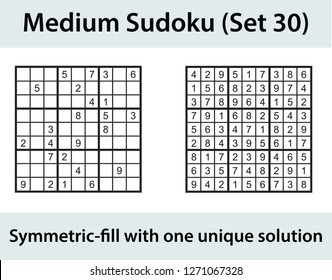 Vector Sudoku puzzle with solution - medium level