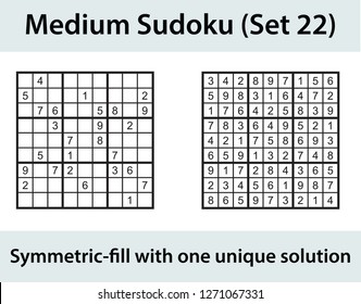 Vector Sudoku puzzle with solution - medium level