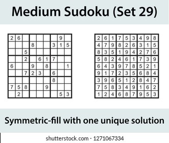 Vector Sudoku puzzle with solution - medium level