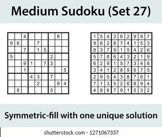 Vector Sudoku puzzle with solution - medium level