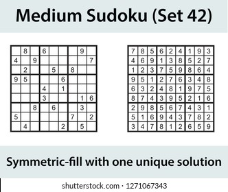 Vector Sudoku puzzle with solution - medium level