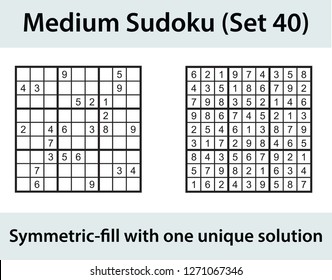 Vector Sudoku puzzle with solution - medium level