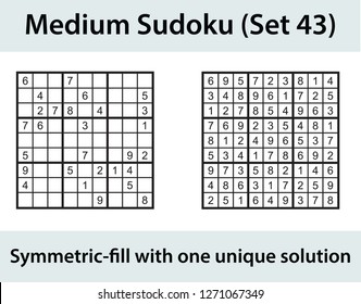 Vector Sudoku puzzle with solution - medium level