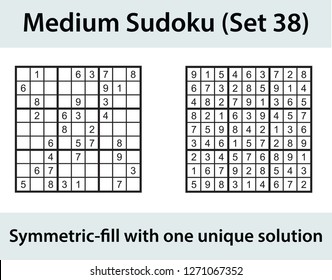 Vector Sudoku puzzle with solution - medium level