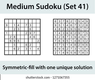 Vector Sudoku puzzle with solution - medium level