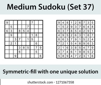 Vector Sudoku puzzle with solution - medium level