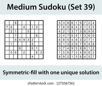 Vector Sudoku puzzle with solution - medium level