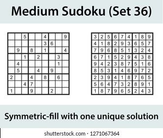 Vector Sudoku puzzle with solution - medium level