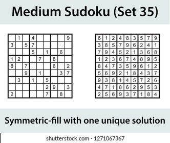 Vector Sudoku puzzle with solution - medium level