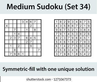 Vector Sudoku puzzle with solution - medium level