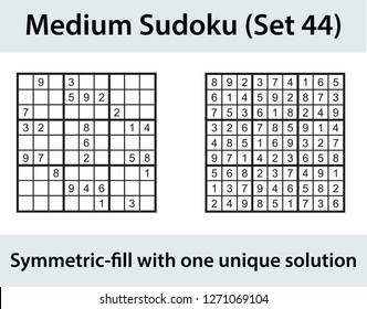 Vector Sudoku puzzle with solution - medium level