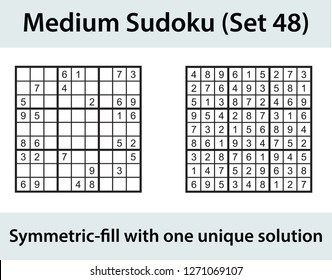 Vector Sudoku puzzle with solution - medium level