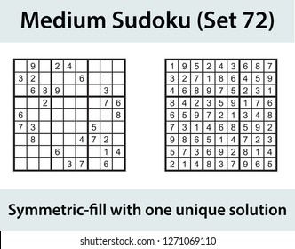 Vector Sudoku puzzle with solution - medium level