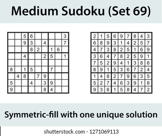 Vector Sudoku puzzle with solution - medium level