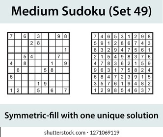 Vector Sudoku puzzle with solution - medium level