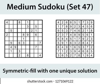 Vector Sudoku puzzle with solution - medium level