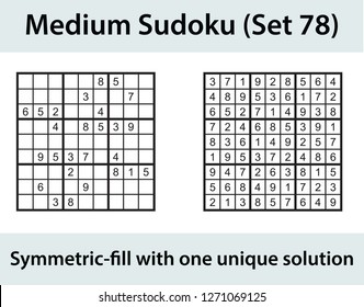 Vector Sudoku puzzle with solution - medium level