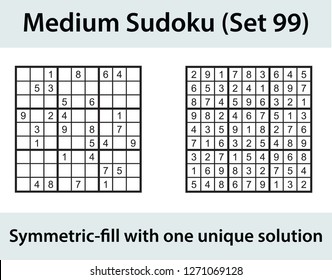 Vector Sudoku puzzle with solution - medium level