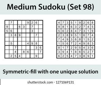 Vector Sudoku puzzle with solution - medium level