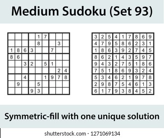 Vector Sudoku puzzle with solution - medium level