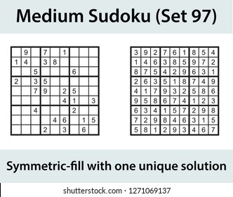 Vector Sudoku puzzle with solution - medium level