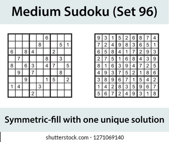 Vector Sudoku puzzle with solution - medium level