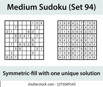 Vector Sudoku puzzle with solution - medium level