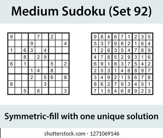 Vector Sudoku puzzle with solution - medium level