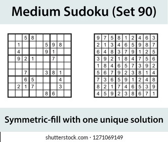 Vector Sudoku puzzle with solution - medium level