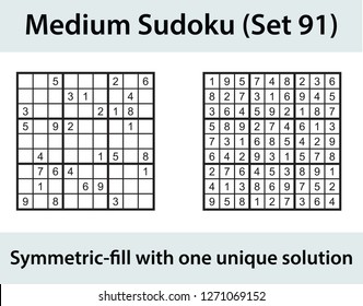 Vector Sudoku puzzle with solution - medium level