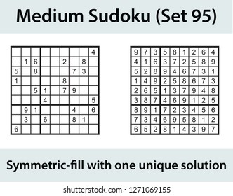 Vector Sudoku puzzle with solution - medium level