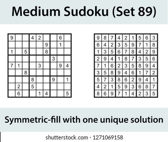 Vector Sudoku puzzle with solution - medium level