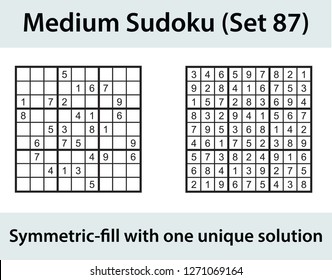 Vector Sudoku puzzle with solution - medium level